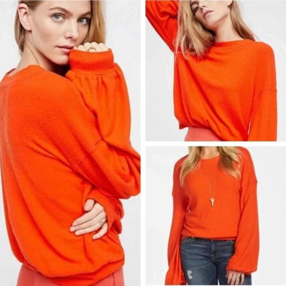 FP Beach Bright Orange Lightweight Pullover Sweater Women’s M - Picture 2 of 8